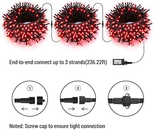 Brizled Red Christmas Lights Outdoor, 78.74ft 240 LED Indoor String Lights