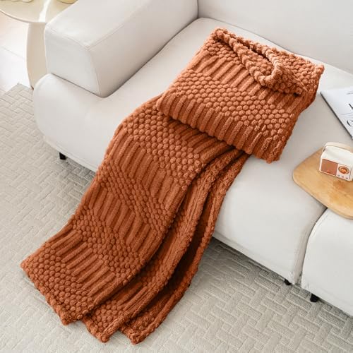 90x104 Inch Rust King Bed Blanket - Soft & Fluffy Fleece, Cute & Aesthetic, Perfect for Sofa, Couch, Bed, Living Room &