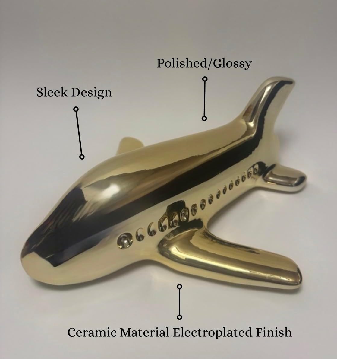 Ceramic Plane Sculpture / Gold