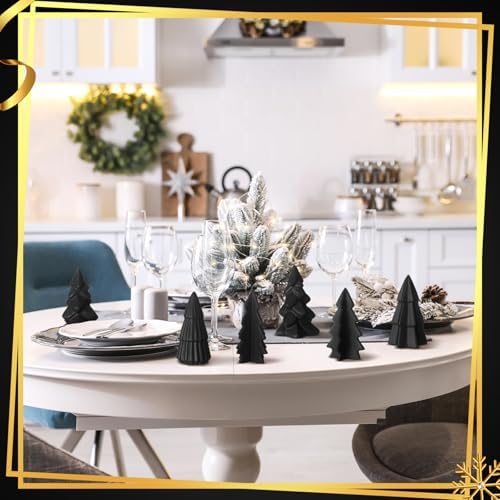 Nuenen 8 Pcs Black Ceramic Christmas Tree Decor Winter Decoration, Classic