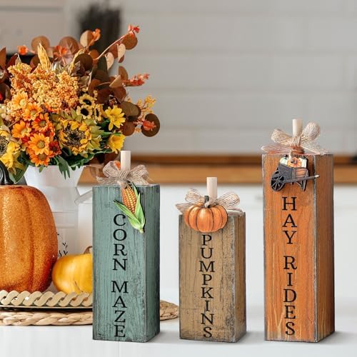 GlikCeil 3 Pcs Fall Table Decoration, Thanksgiving Tiered Tray Decor