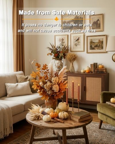 Homemory 9.6 Inch Real Wax Flameless Taper Candles, Terracotta LED Candlesticks 6 Pcs with 3D Flame Remote and Timer, Battery Operated for Thanksgiving Mother's Day Teacher Appreciation Gifts