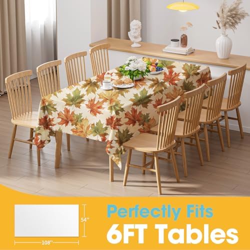 Niuara Fall Maple Plastic Table Cloth Disposable, 4 Pack, 54 x 108 in