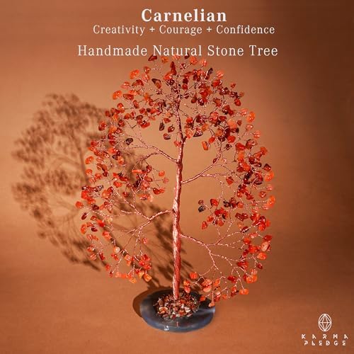Crystal Tree of Life Birthday Gifts for Women, Men, Frineds, Handmade Carnelian Chakra Tree for Home, Room, Office