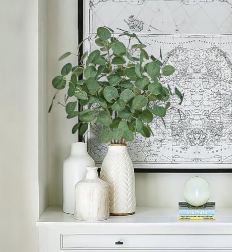 Artificial Eucalyptus Stems 24'' Fake Plants Greenery for Vase / Green Eucalyptus / Set of 5