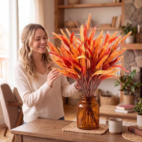 Suncalla 20 Pcs 23.6" Fall Artificial Wheat Stems