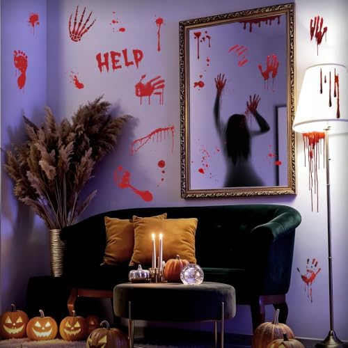 Halloween Bloody Handprint Footprint Horrible Window Bathroom Floor Decor