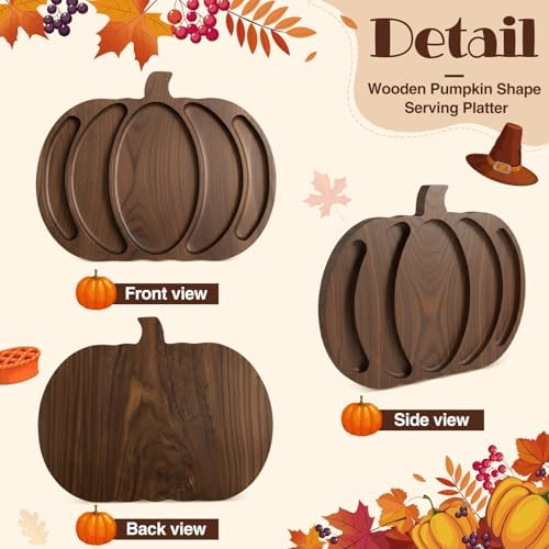 Sliner Pumpkin Charcuterie Board Wooden Fall Serving Platter Tray Dishes