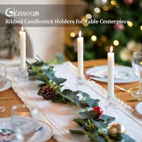 Glasseam Glass Candlestick Holders Bulk: 20 Pcs Small Taper for Table Decor