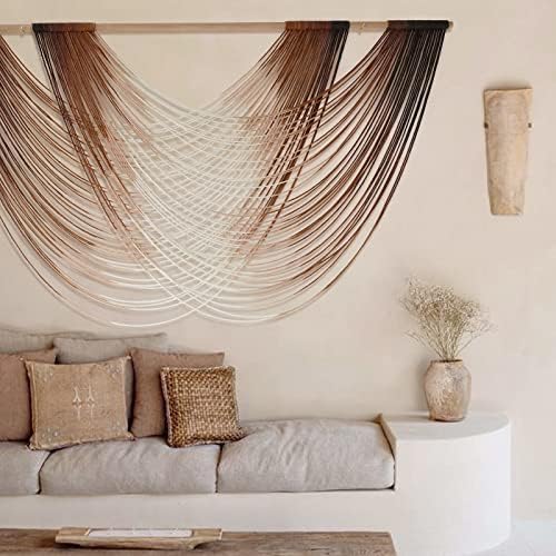 Macrame Wall Hanging Brown Dip Dyed Boho Fiber Art Decor 57"W*35"L