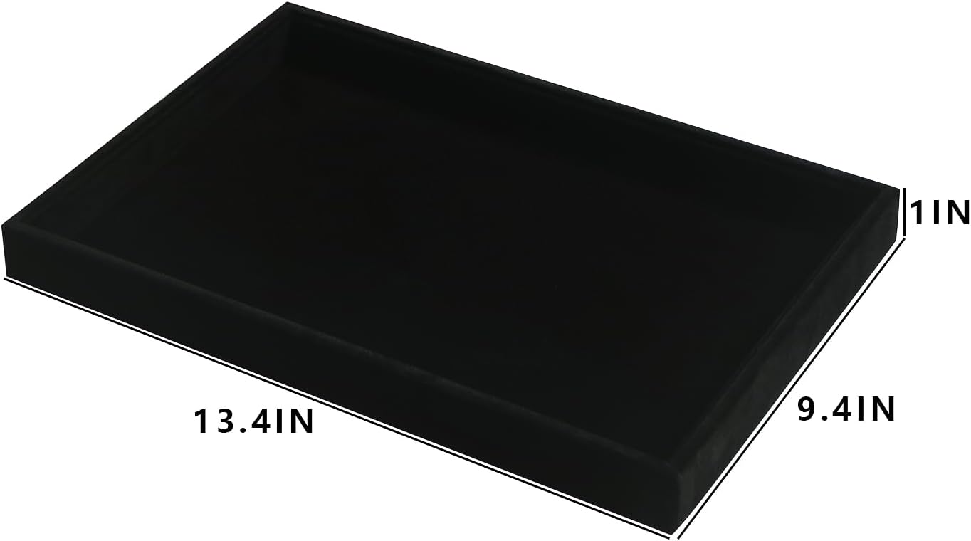 /Set Stackable Jewerlry Organizer Tray Velvet Blank Tray / Blank+blank / Black Velvet / Set of 2