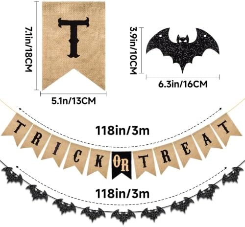 Alynta Halloween Trick or Treat Banner Garland Burlap Halloween Decorations