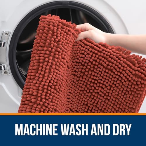 OLANLY Bathroom Runner Rugs 45x27, Extra Soft Absorbent Chenille Bath Rugs