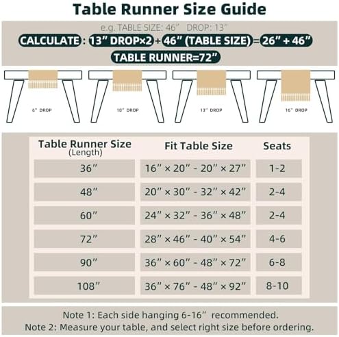 FEXIA Boho Table Runner for Fall Home Decor 12x72 Rustic with Tassels