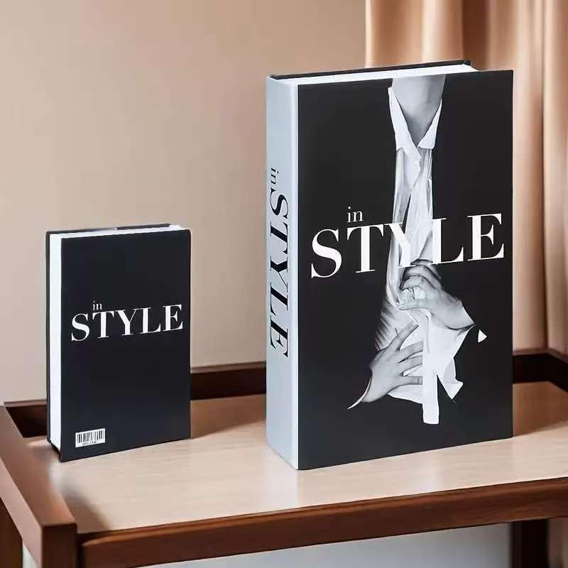 White Faux Books / Black / Set of 3