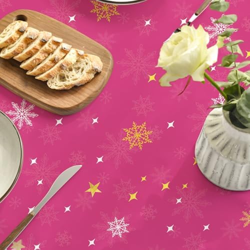 Horaldaily Christmas Tablecloth 70 x 70 Inch Round Christmas Trees Pink