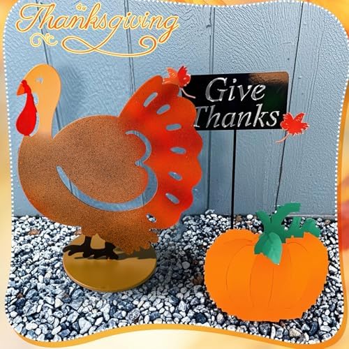 Wesiti Thanksgiving Turkey Decor Metal Standing Statue Tabletop Centerpiece