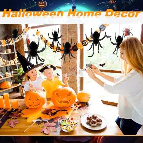 WinnerWhy 6 Pcs Halloween Hanging Spiders Decorations 3D Honeycomb Spider