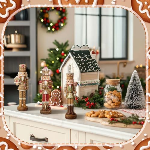 Simgoing 3 Pcs Gingerbread Nutcracker Figures Resin Christmas Nutcracker