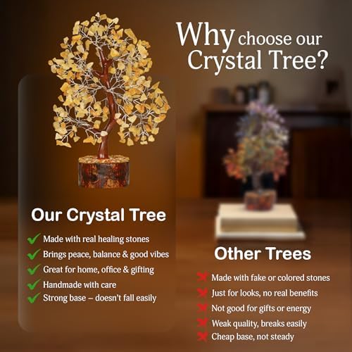 YATSKIA Yellow Aventurine Crystal Tree | Natural Crystal Money Tree | Crystals and Stones | Housewarming Gifts New Home