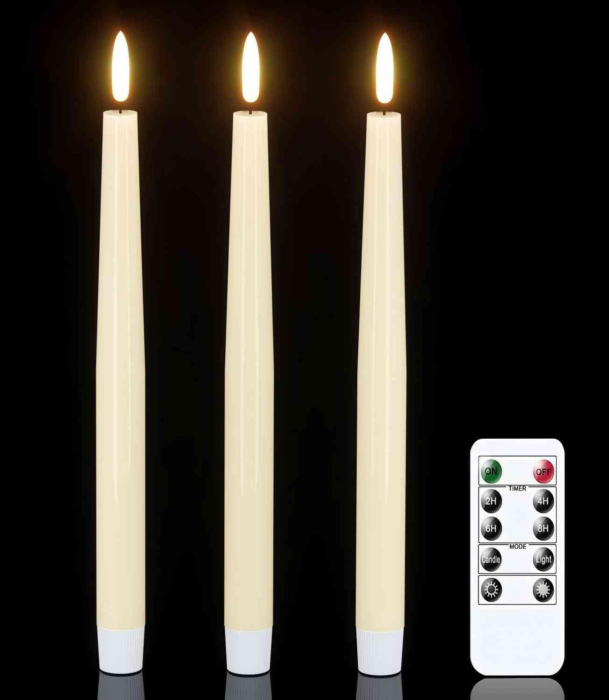GenSwin Flameless Taper Candles Led Battery Operated Remote Timer Ivory