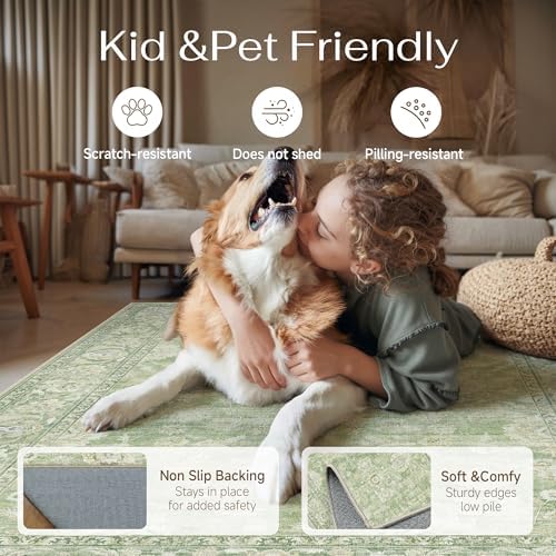 2x3 Green Neutral Area Rug