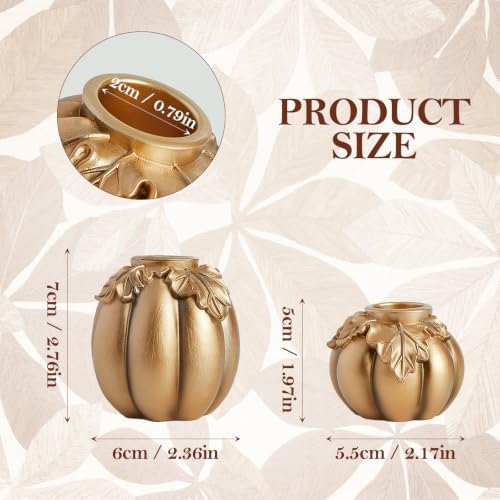 DN DECONATION Fall Pumpkin Candle Holders, Gold Candlestick for Home Decor