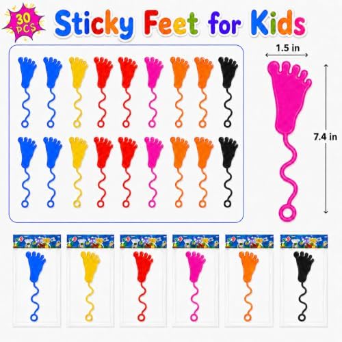 30 Pack Sticky Hands Bulk Party Favors for Kids 4-8 8-12 3-5, Stretchy Sticky Feet Slappy Hands Toys,Goodie Bag Stuffers for Kids Birthday Party,Classroom Prizes Treasure Box Toys Pinata Fillers
