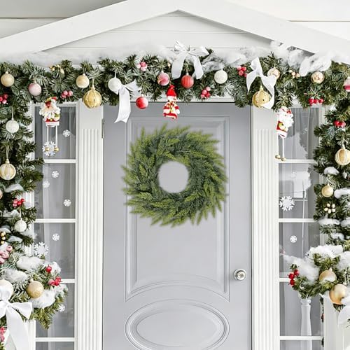Christmas Cedar Wreath for Front Door Decoration, 24 in