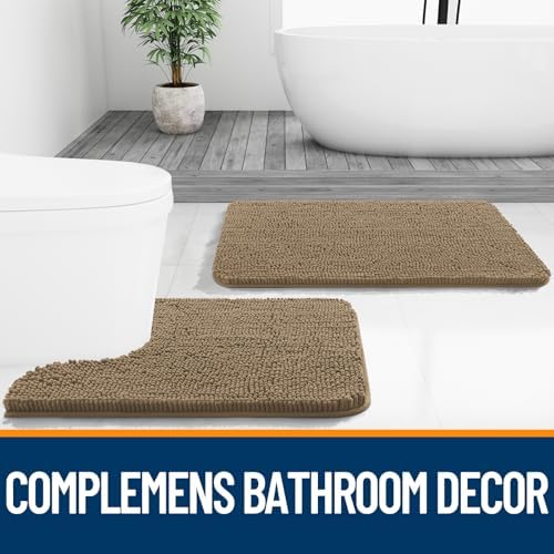 OLANLY Large Bathroom Rugs 40x32, Extra Soft Absorbent Chenille Bath Rugs