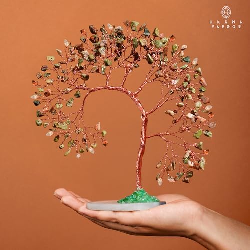 Crystal Tree of Life for Home, Office, Room, Wall Decor to Bring Money & Good Luck, Handmade Unakite Reiki Healing