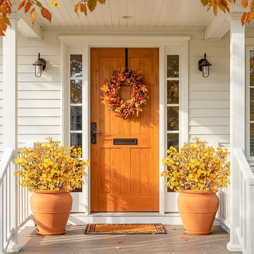 8Pcs Artificial Fall Flowers Real Touch Fake Yellow Silk Flower Decorations