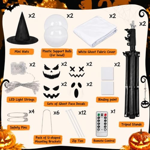 2‑Pack 63" Halloween Decorations Outdoor Indoor with Remote Control