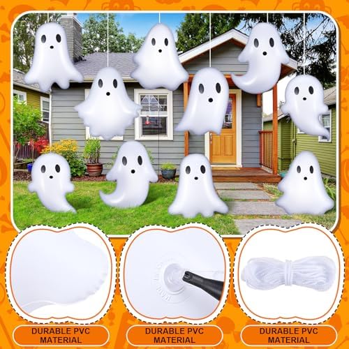 12 Pcs 13.78'' Inflatable Hanging Ghost Outdoor Decorations