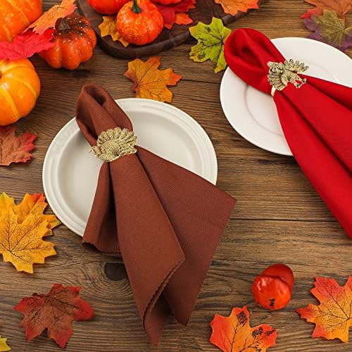 EBoot 16 Pcs Fall Thanksgiving Napkin Ring Set, Turkey, Metal