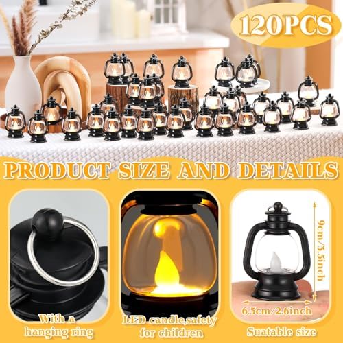 Ferraycle 120 Pcs Mini Lanterns Bulk 4 Inch Black Lamp Table Centerpieces