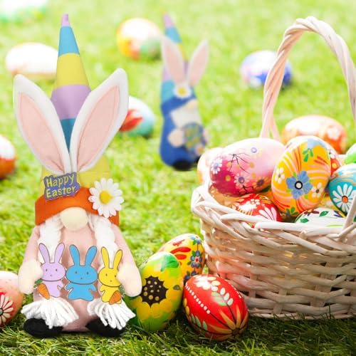 Lovinland Easter Decorations for Home - Spring Bunny Gnomes Decor