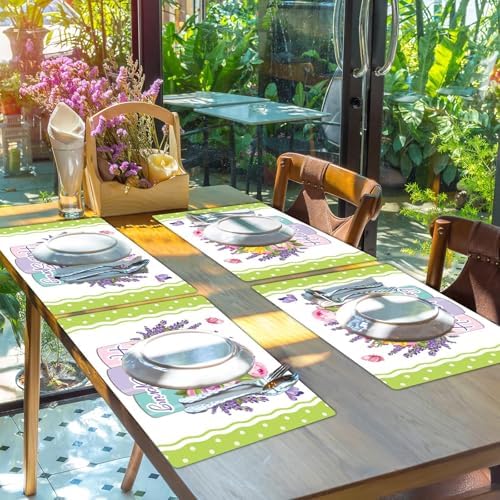Spring Placemats Set of 6 Tulip Vase Plastic Table Mat 17×13×0.04in