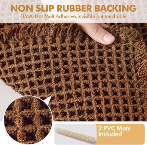 MIULEE Set of 2 Waffle Bathroom Rugs Boho Bath Mat Caramel 24x36 Inch