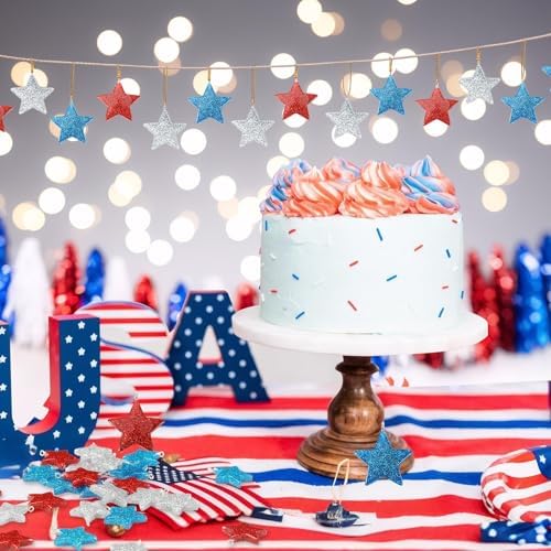 48PCS Mini Resin Patriotic Star Ornaments 4th of July Hanging Decor
