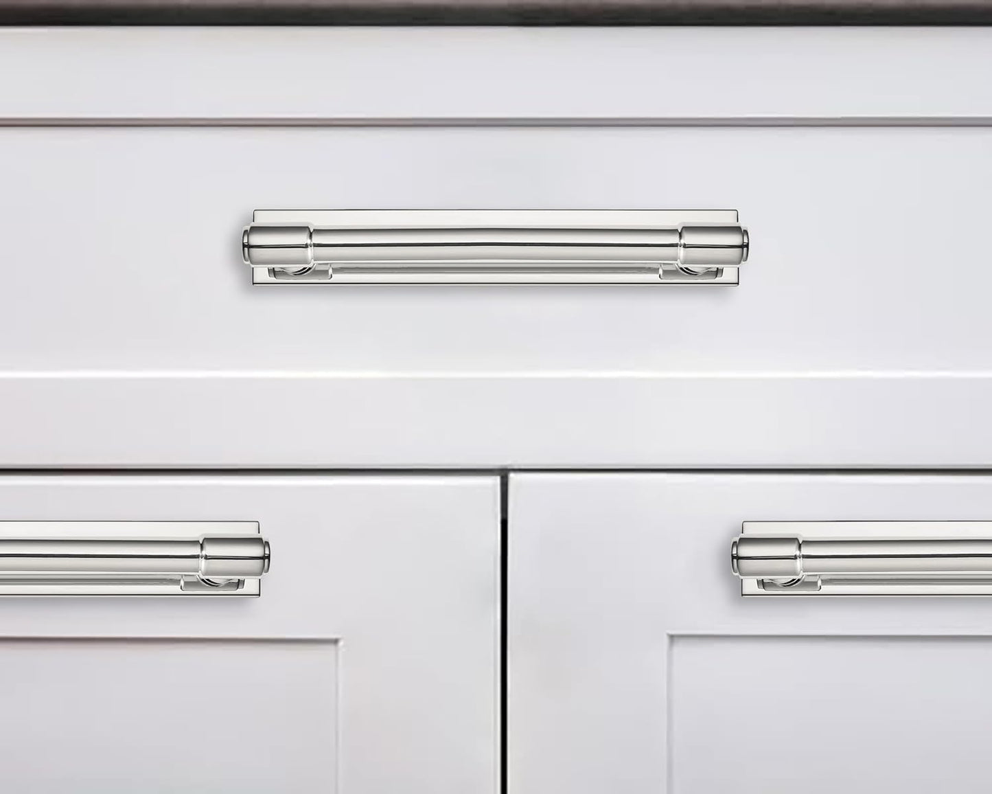 5 Pack 5 inch (128 mm) Center to Center Polished Nickel Cabinet Pull Backplate with Base Plate Zinc Solid Kitchen