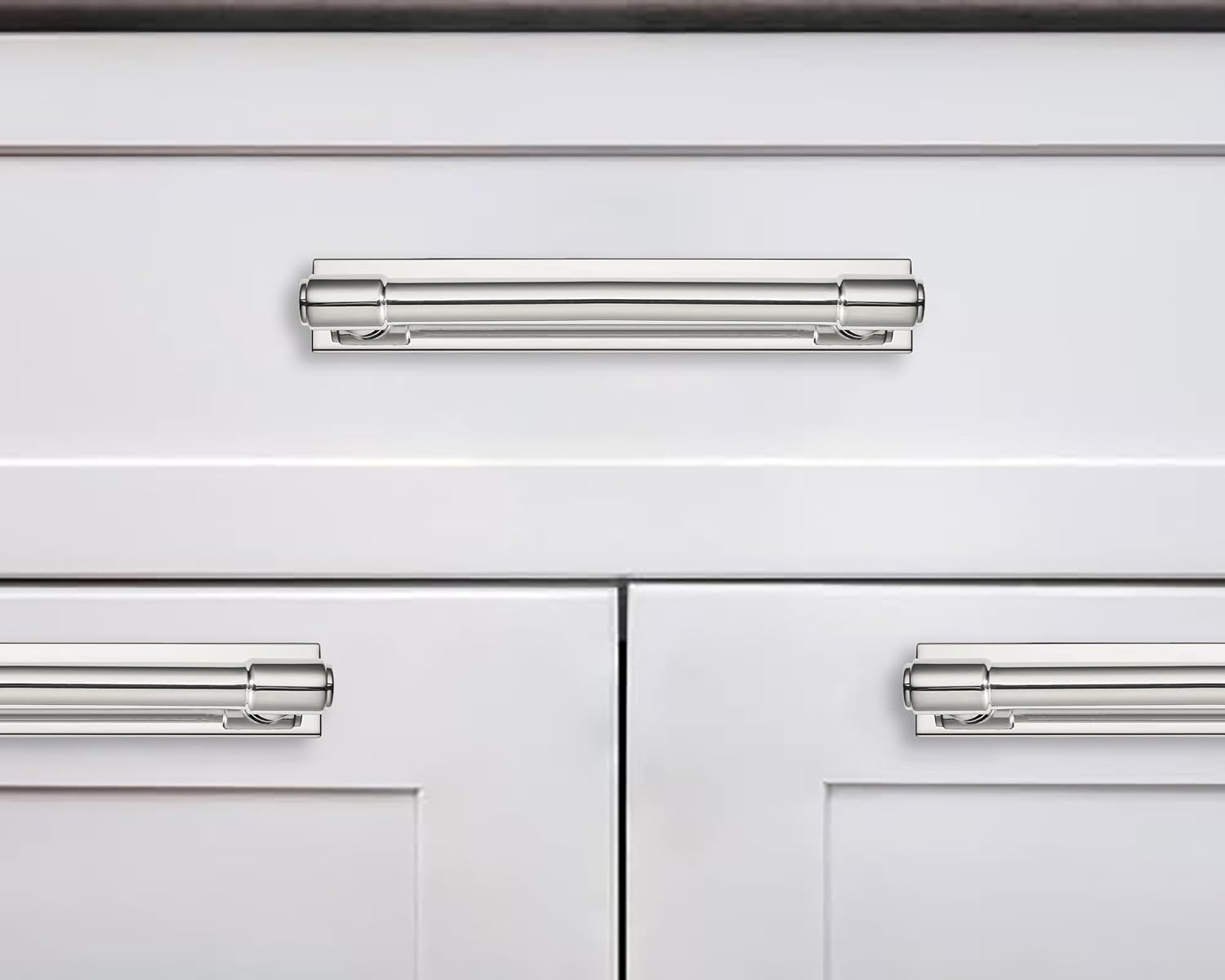5 Pack 5 inch (128 mm) Center to Center Polished Nickel Cabinet Pull Backplate with Base Plate Zinc Solid Kitchen