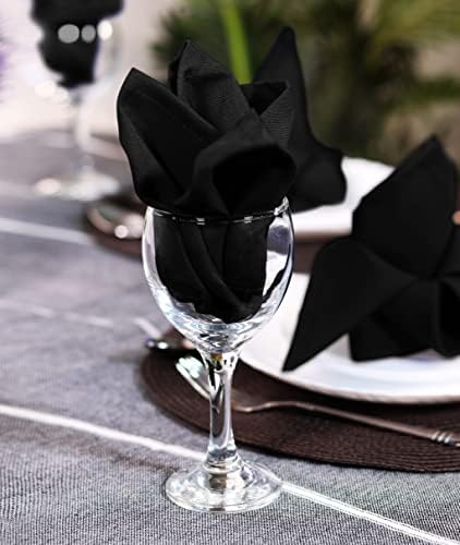 Utopia Home [12 Pack, Black] Cloth Napkins 17x17 Inches, 100% Polyester