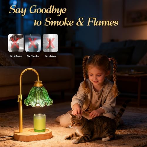 Flower Candle Warmer Lamp with Timer & 4-Level Dimmer, Adjustable Height