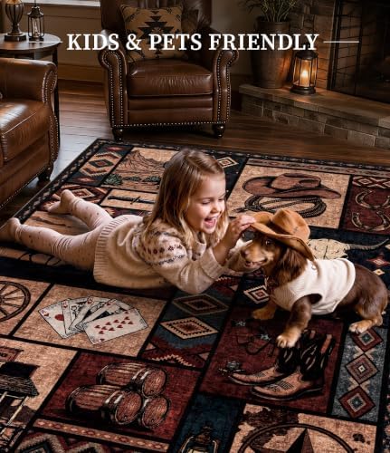 YIHOUSE 5x7 Western Cowboy Area Rugs for Living Room