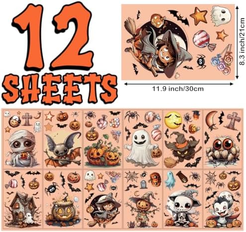 12 Sheets Big Size Window Clings Halloween Window Clings Halloween Bat Spider Vampire Witch Decorations Halloween Window Sticker Window Decals Window Stickers Home School Office Party Supplies