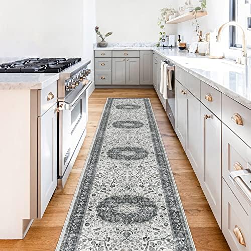 Hallway Washable Runner Rug - 2x10 Kitchen Rugs Entryway Rug Runner Vintage Soft Floor Mat Non Slip Indoor Farmhouse