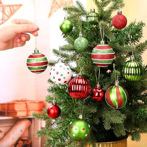48 Pcs Christmas Ball Ornaments 1.6'' 2.4'' Red Gold Green Blue