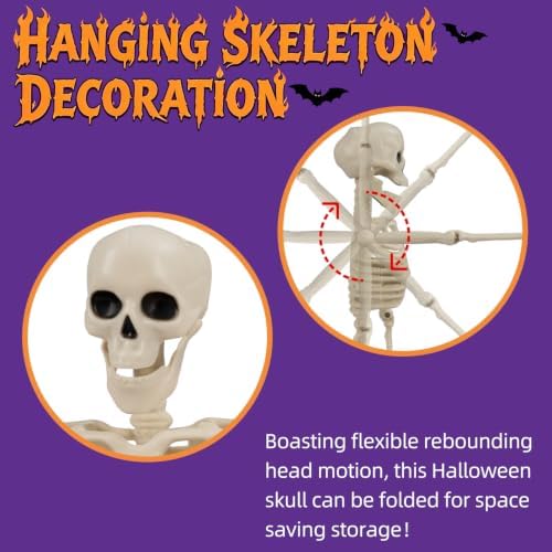 5 PCS Skeletons for Halloween Decor, 15.7" Poseable Mini Skeleton Party