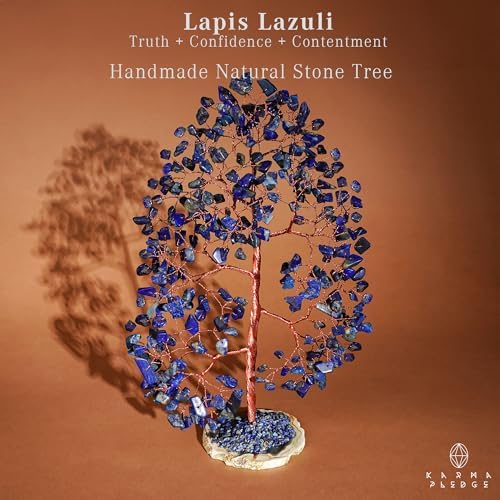 Crystal Tree of Life Birthday Gifts for Women, Men, Frineds, Handmade Lapis Lazuli Chakra Healing Tree for Home, Room